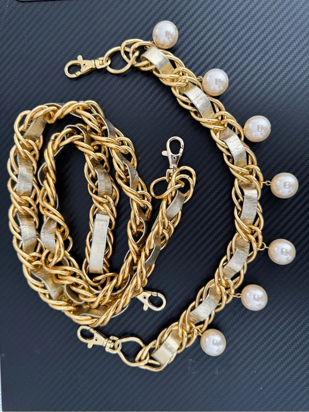 BGBGeneration Gold Chain Pearl Drop Waist Belt - Women Accessories